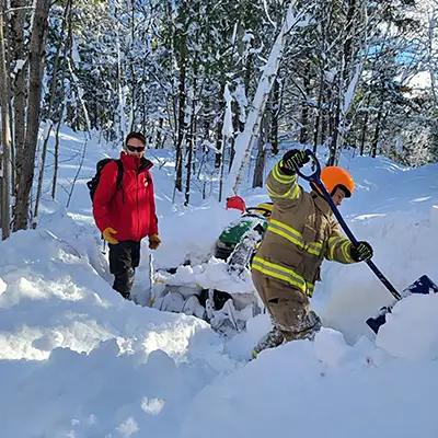 digging through snow
